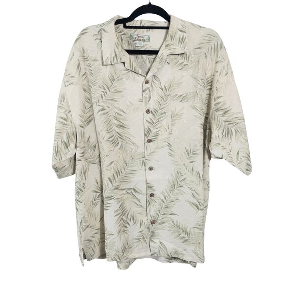 Tommy Bahama Other - Tommy Bahama Beige Green Silk Tropical Print SZ XL Short Sleeve Button Down